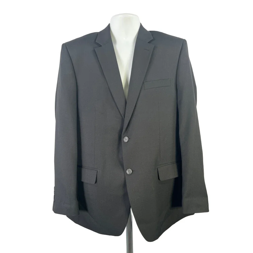 Haggar Men's Black Two Button Tailored Fit Long Sleeve Blazer Jacket - 42R